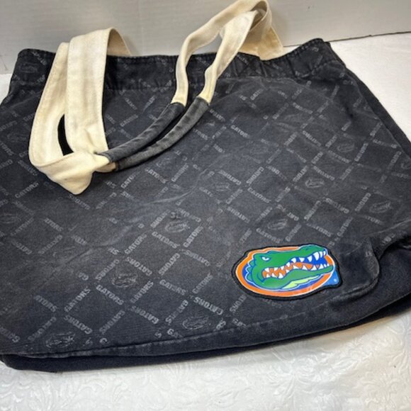 University of Florida Gators Black Canvas Gator Print Collegiate Tote - Picture 4 of 15